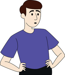 Flat Vector Illustration of a Casual Man in Purple Shirt