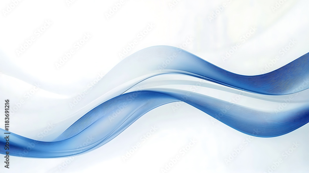 Fototapete abstract blue wavy lines on digital technology background for web design and presentation