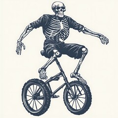 Naklejka premium Skeleton Biking, Graphic Design
