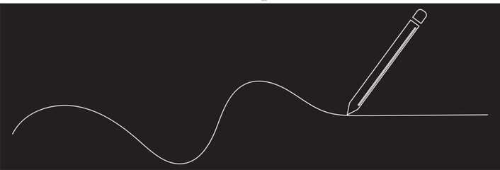 One continuous line illustration of a pencil. Line art of pencil. vector illustration. EPS 10