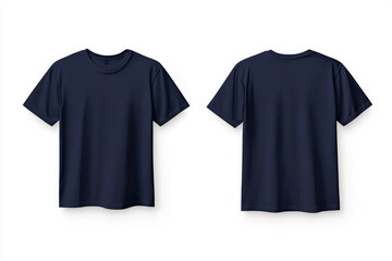 Blank Short sleeve t shirt mockup, navy blue dry fit T-shirts front and back view, used as design template isolated on white background