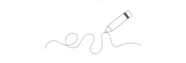 One continuous line illustration of a pencil. Line art of pencil. vector illustration. EPS 10