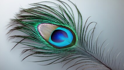 Obraz premium A close up of a peacock feather with a blue eye