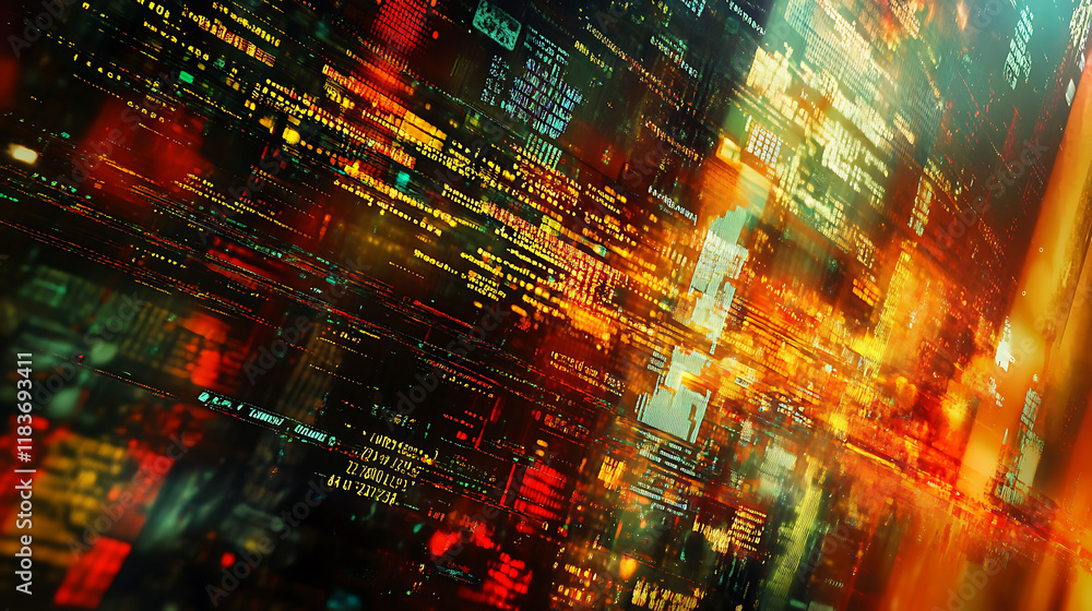 Poster Abstract visualization of programming code with software development concepts on a digital background