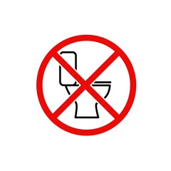 Obraz premium WC toilet prohibition sign. Warning no standing, do not squat on top on toilet
