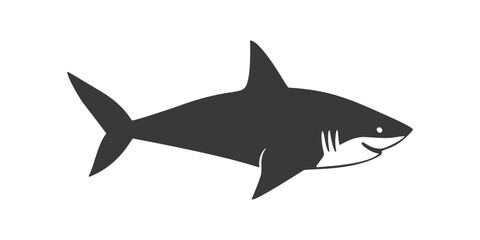 Black silhouette vector illustration of a shark