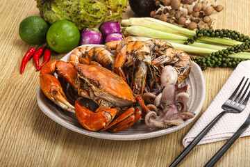 Luxury seafood mix - crab, prawn, octopus