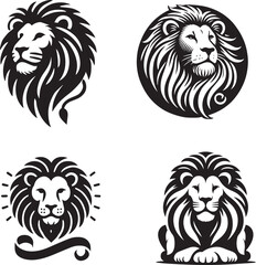 Silhouette of Lion isolated with white background