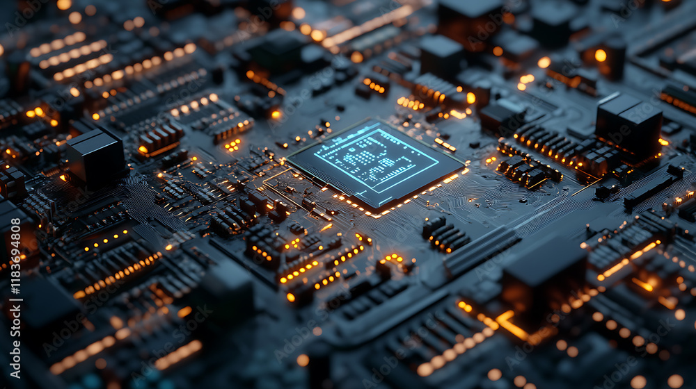 Poster Artificial intelligence robot on circuit board