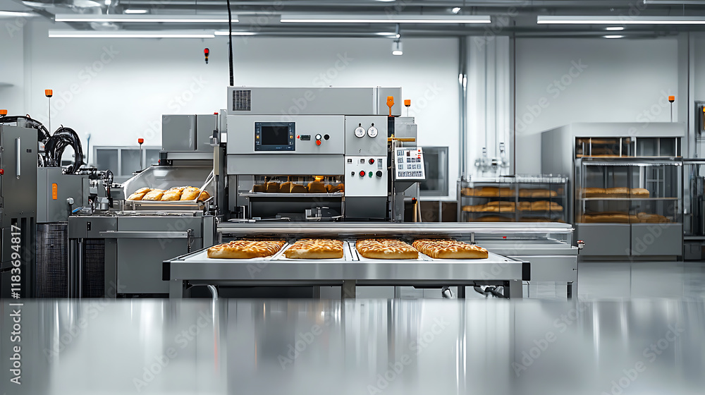 Aufkleber Automatic bakery production line with bread in bakery