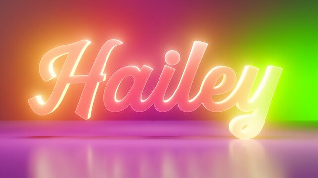 Bright pink render of name Hailey with colorful glowing background