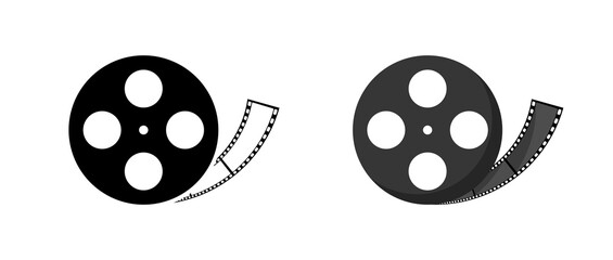 Film from an old camera icons. Silhouette and flat style. Vector icons.