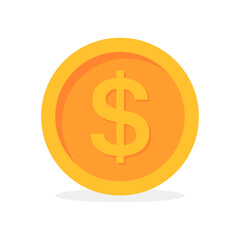 Dollar gold coin icon. Flat style. Vector icon.