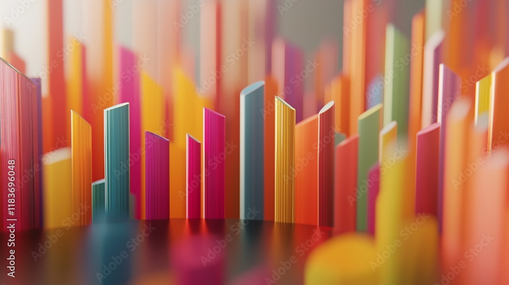 Aufkleber abstract colorful 3d columns, vibrant hues, data visualization.