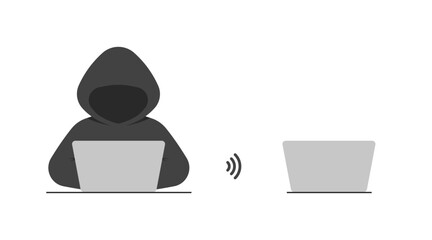Hacker icon. Laptop icons. Flat style. Vector icons.