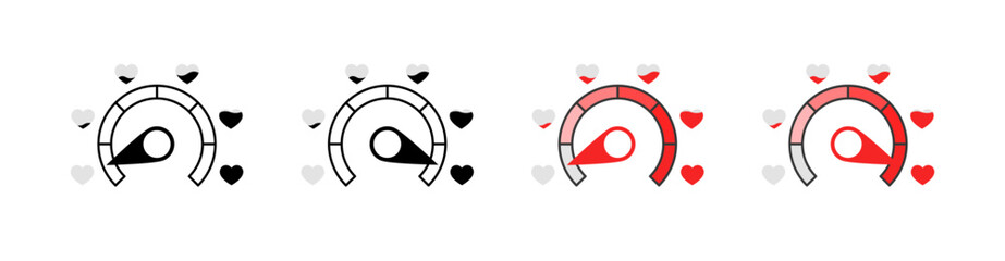 Love tumbler set icons. Silhouette and flat style. Vector icons.