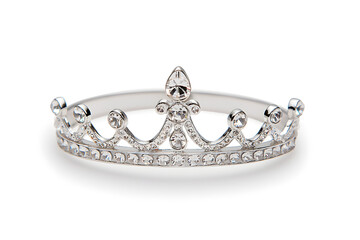 Bridal tiara with sparkling rhinestones , isolated on white background