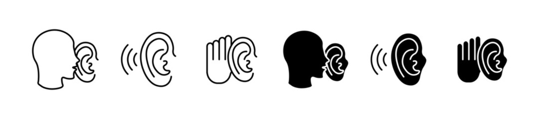 Hear set icons. Linear and silhouette style. Vector icons.