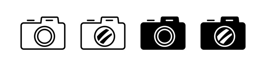 Camera set icons. Linear and silhouette style. Vector icons.