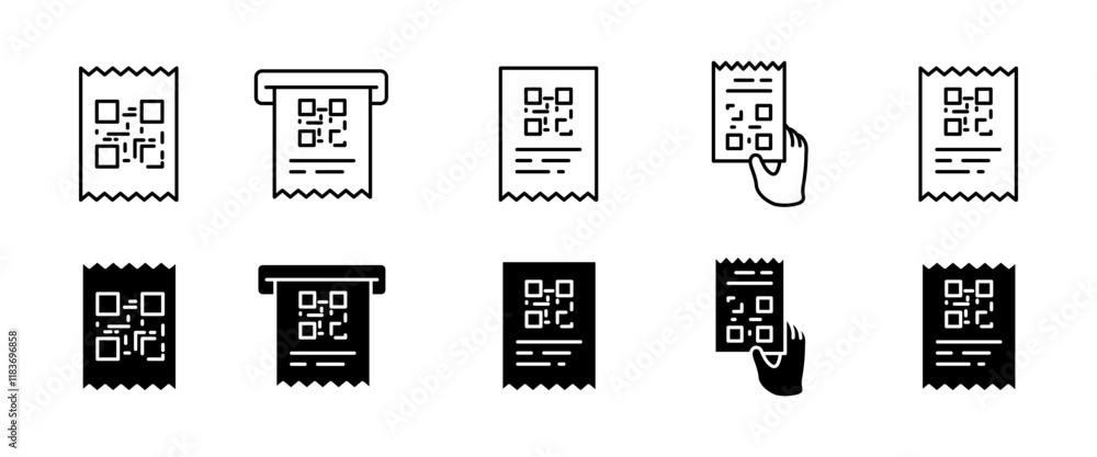 Poster qr-code set icons. check icons. linear and silhouette style. vector icons.