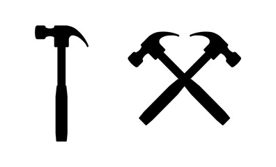 Hammer icons. Silhouette style. Vector icons.