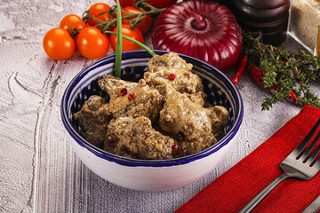Beef liver with cream sauce