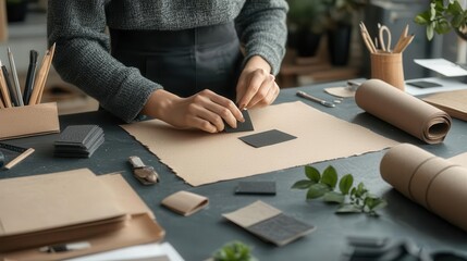 Fototapeta premium Fashion designer conceptualizing sustainable materials for a groundbreaking collection, strategy, vision, problemsolving