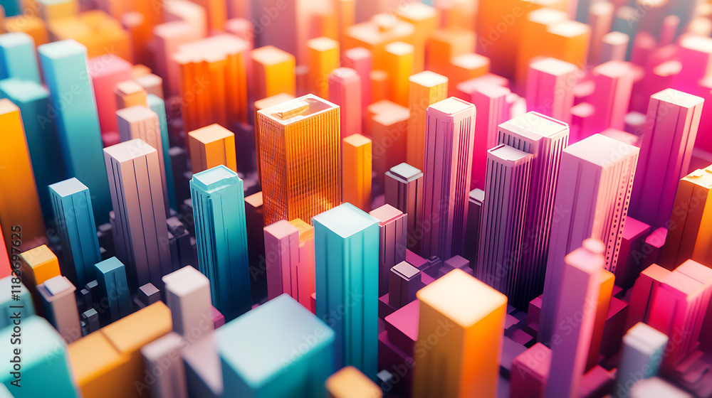 Leinwandbilder Computer-based architecture scheme of high-rise structures of the metropolis, 3d rendering