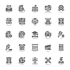Back to School Icon pack for your website, mobile, presentation, and logo design. Back to School Icon glyph design. Vector graphics illustration and editable stroke.
