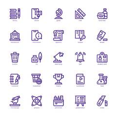Back to School Icon pack for your website, mobile, presentation, and logo design. Back to School Icon basic line gradient design. Vector graphics illustration and editable stroke.