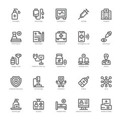 Hospital Icon pack for your website, mobile, presentation, and logo design. Hospital Icon outline design. Vector graphics illustration and editable stroke.