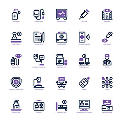 Hospital Icon pack for your website, mobile, presentation, and logo design. Hospital Icon dual tone design. Vector graphics illustration and editable stroke.