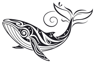 Adobe Illustrator Artwork whale jumping, minimalistic vector design with transparent background, ideal for logos, posters and products