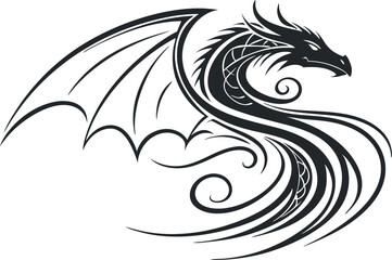 Obraz premium Adobe Illustrator Artwork dragon, minimalistic vector design with transparent background, suitable for logos, posters and products