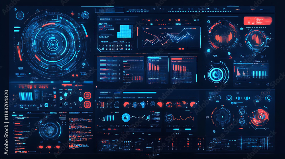 Poster Futuristic user interface, hud, gui for game background design, technology background, digital data