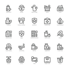 Nature Health icon pack for your website, mobile, presentation, and logo design. Nature Health icon outline design. Vector graphics illustration and editable stroke.