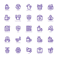 Nature Health icon pack for your website, mobile, presentation, and logo design. Nature Health icon basic line gradient design. Vector graphics illustration and editable stroke.