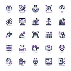 Digitalization icon pack for your website, mobile, presentation, and logo design. Digitalization icon dual tone design. Vector graphics illustration and editable stroke.