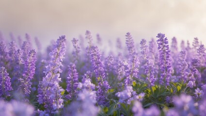 Fototapeta premium Panoramic View of Vibrant Purple Flowers in Full Bloom