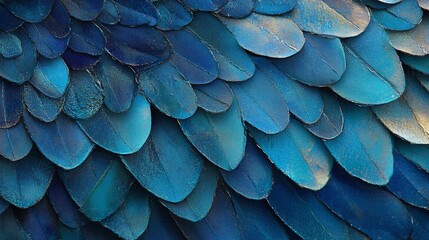 Obraz premium texture of blue feathers, close up macro