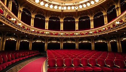 Obraz premium Elegant Gold And Red Theater Auditorium Seats