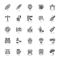 Adventure icon pack for your website, mobile, presentation, and logo design. Adventure icon glyph design. Vector graphics illustration and editable stroke.