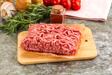 Raw uncooked red minced meat