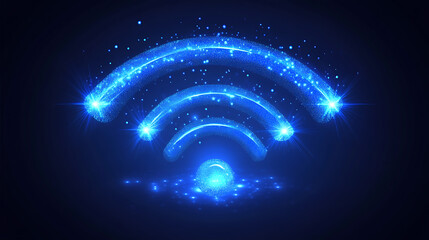 Obraz premium Luminous blue network connection with sparkling dots background, based on