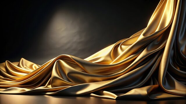 Luxurious fabric draped elegantly over a black and gold cloth background