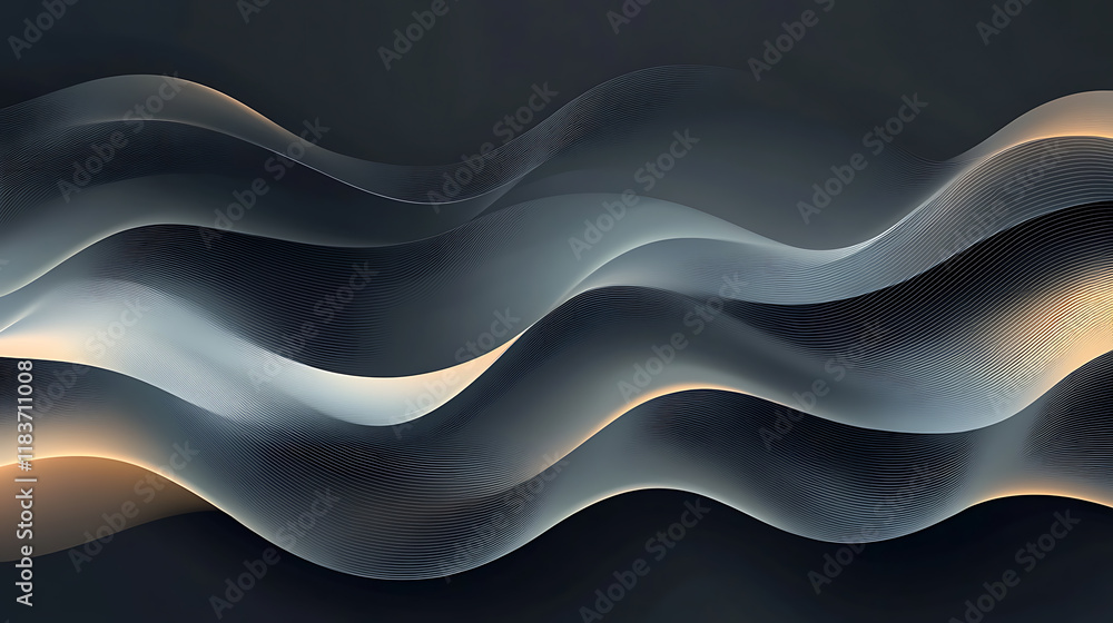 Poster metallic abstract wavy liquid background layout design tech innovation, abstract background with wav