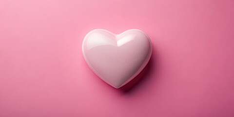 Fototapeta premium Heart Shape Isolated on Pink Background, empty, simple elegance