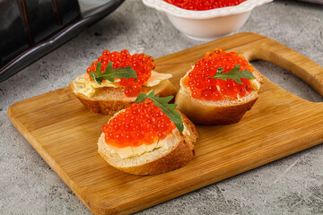Luxury toast with red caviar