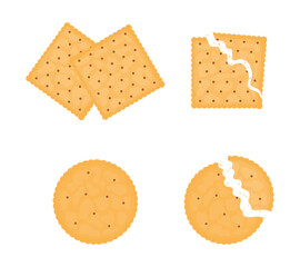 Crispy crackers set with whole and broken pieces