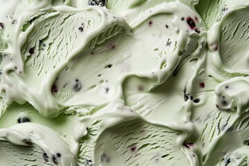 Obraz premium Mint green pistachio ice cream with blueberries. Image illustrated food for advertisement